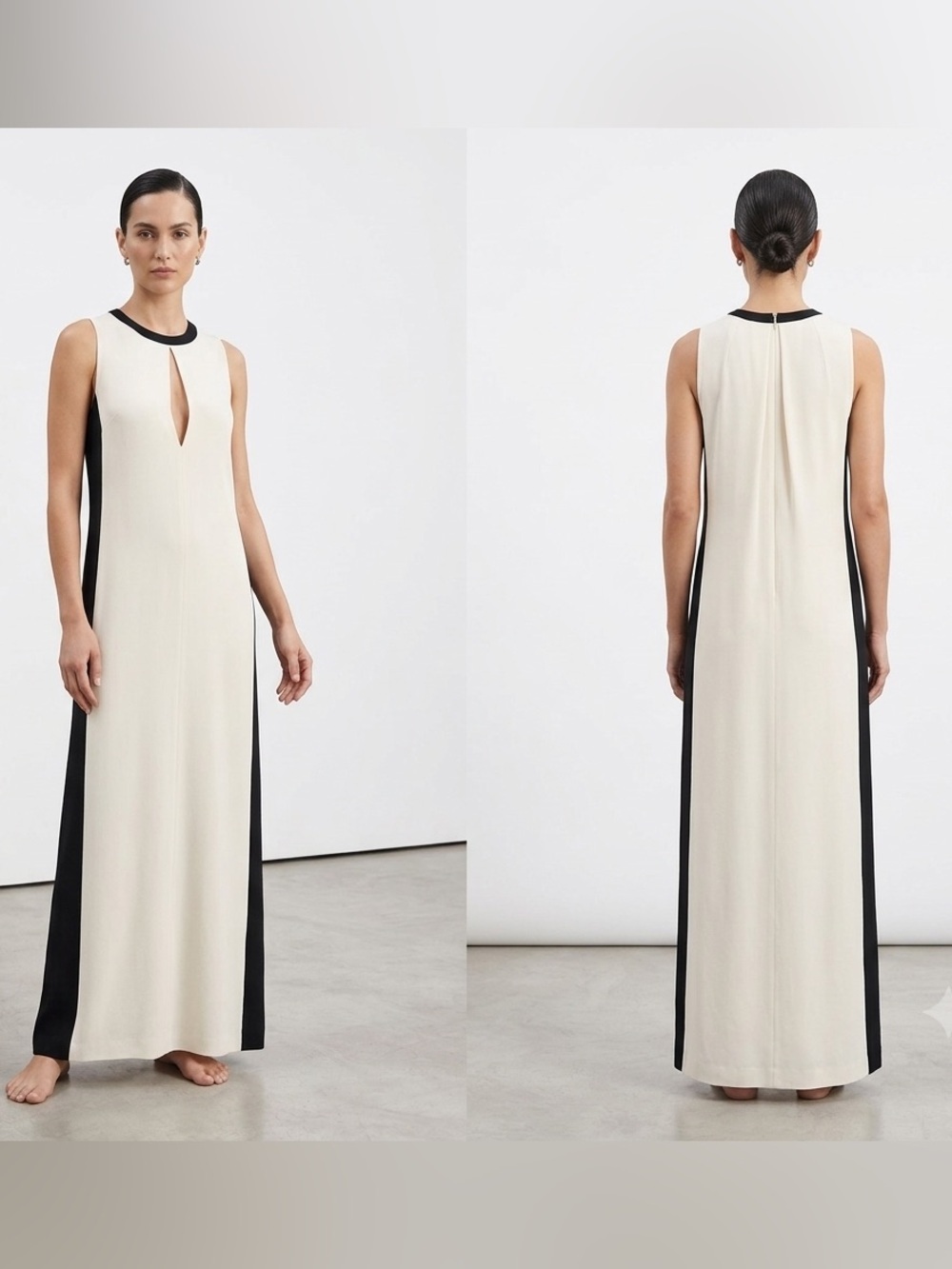 Alexis Black White Color Block Maxi Dress Keyhole Cutout (SD2)